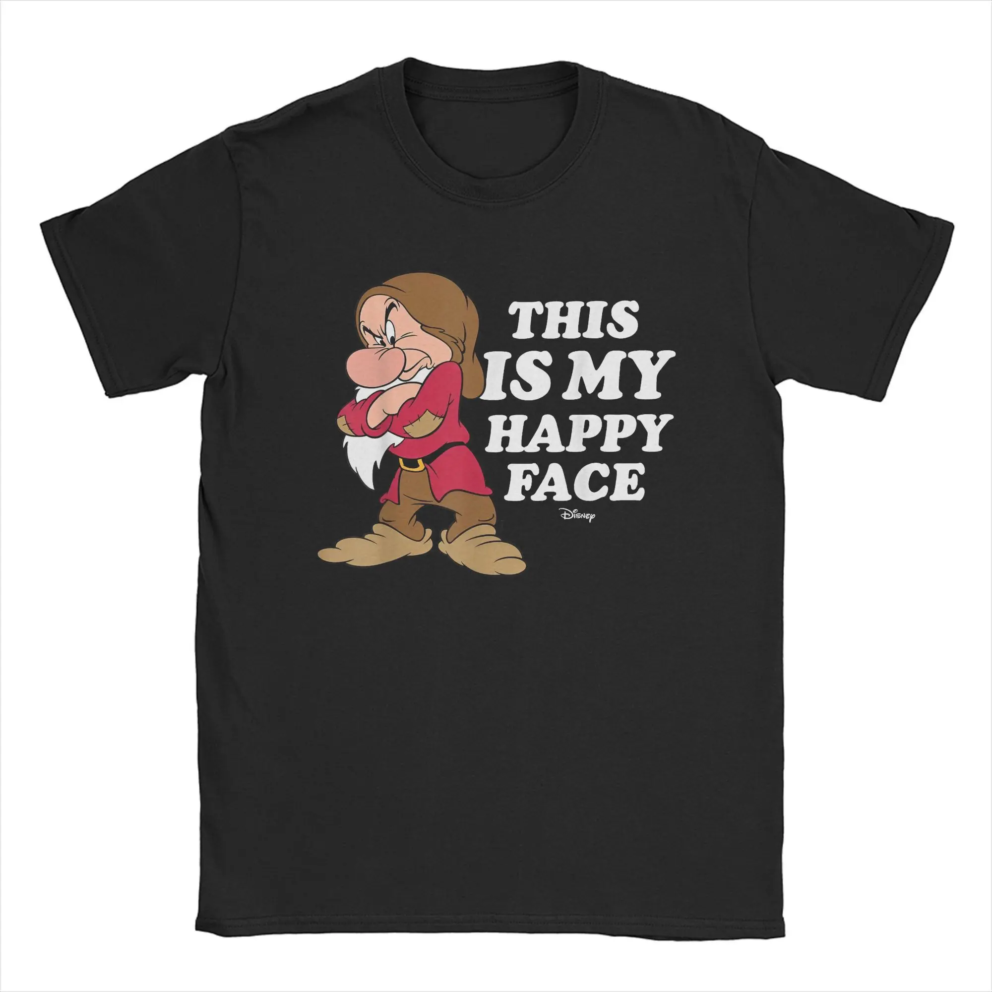 

Princess Snow White Grumpy Happy Face Men T Shirts Cartoon Casual Tee Short Sleeve Round Collar T-Shirts Cotton Unique Tops