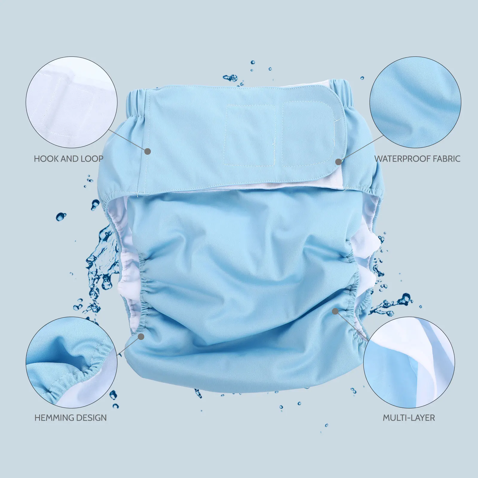 حفاضات قماشية قابلة لإعادة الاستخدام وقابلة للغسل للكبار ناعمة قابلة للتنفس وقابلة للتعديل ومقاومة للماء وامتصاص عالي للرجال والنساء وسلس البول المسنين