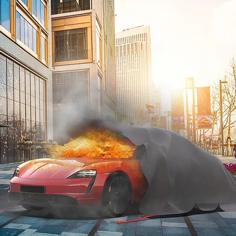 6*8m EV Car Fire Blanket Mat Extreme Large Car Fire Blanket for Vehicles EN 13501-1:2019-05