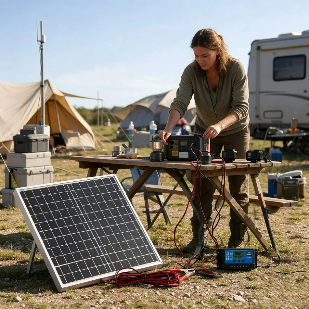 Solar Panel Power Supply Kit 12W Monocrystalline Aluminum Frame 12V LCD PWM Controller Portable Outdoor RV Boat Camping Hiking
