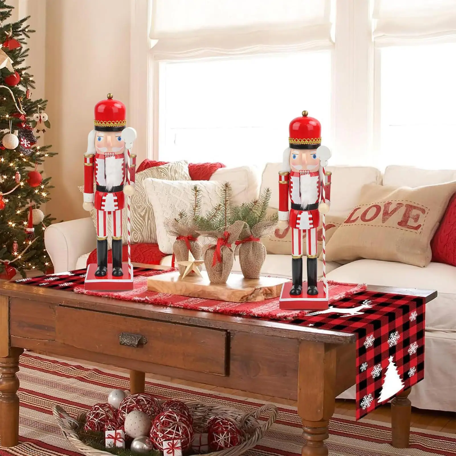 Nutcracker Figures 15 Inch Wooden Collectible Soldier Nutcracker Figurine Christmas Table Centerpiece For Kitchen Dinner Shelf