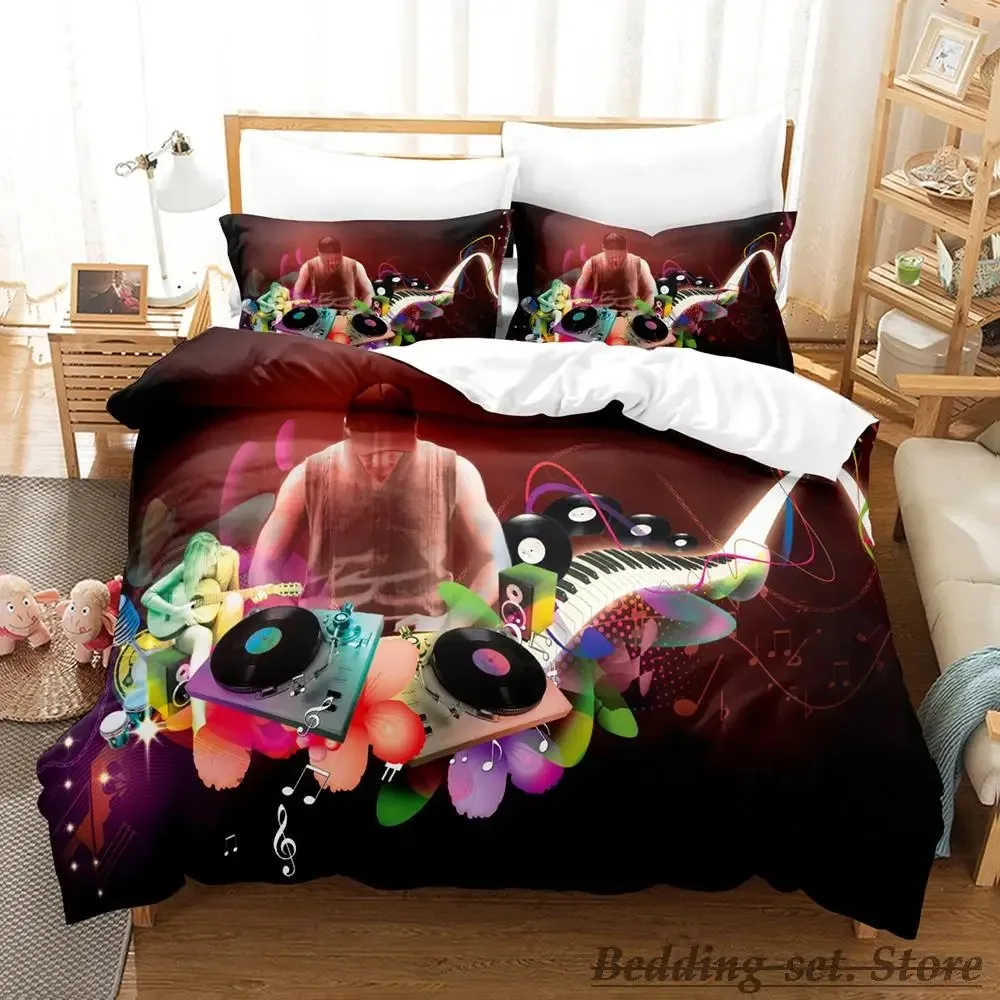 2023 Personality Music DJ Rock Bedding Set Single Twin Full Queen King Size Bed Set Adult Kid Bedroom Duvetcover Sets Anime