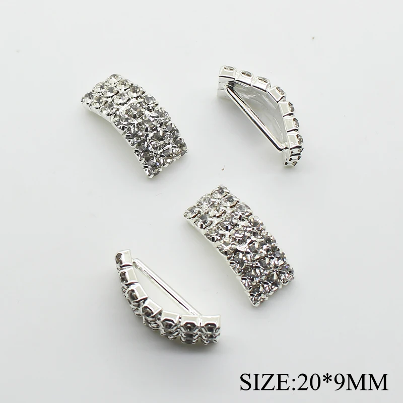 10pcs/lot 9*20mm Arch Rhinestone Buckles Ribbon Slider Women Clothing for Wedding Invitation Card Hair Craft Accessories