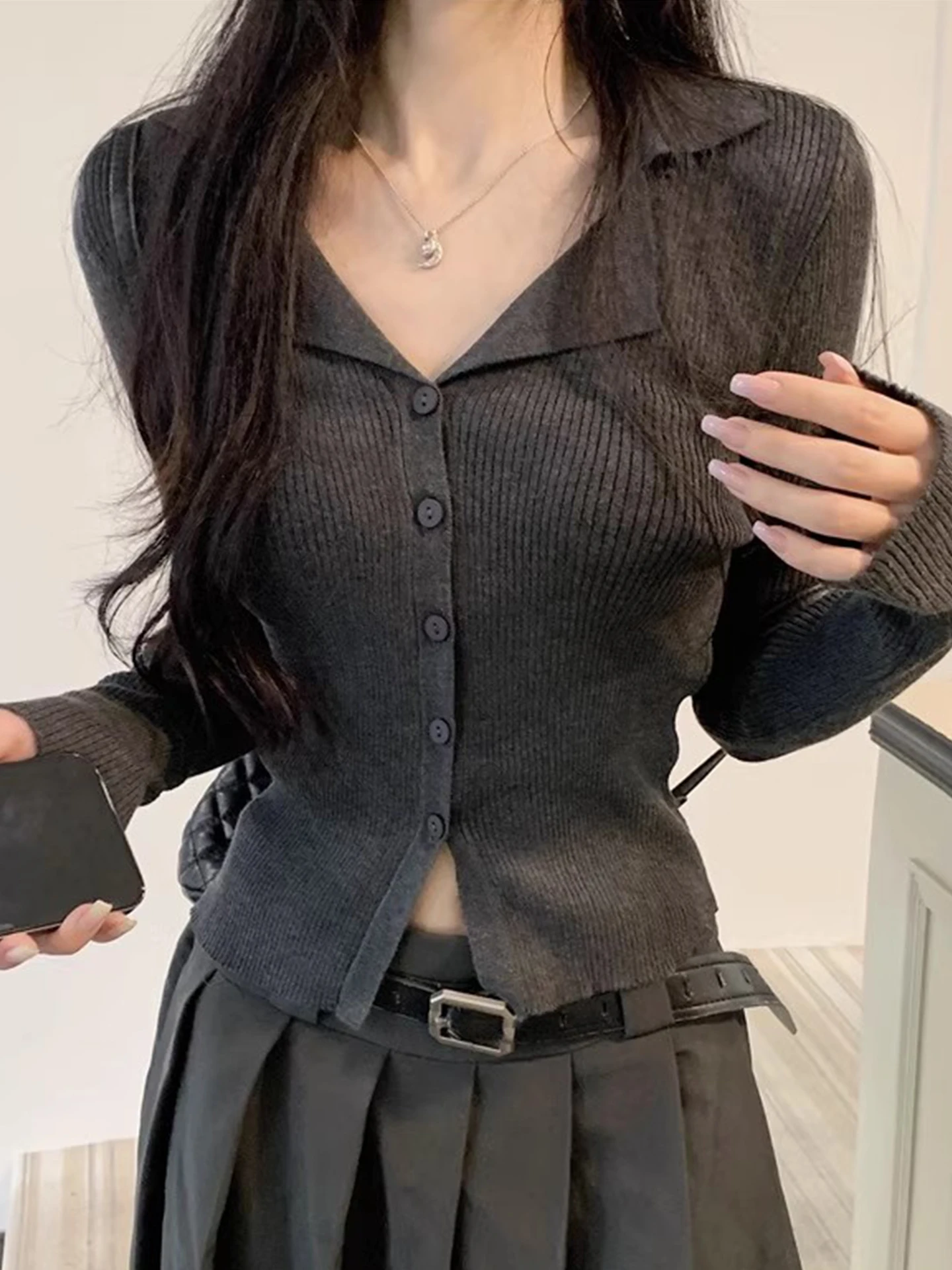 

Chic ey Knitted Inner Wear Women's Faionable Korean Sle Sweater Autumn Winter New Design Sensation Cardigan Top