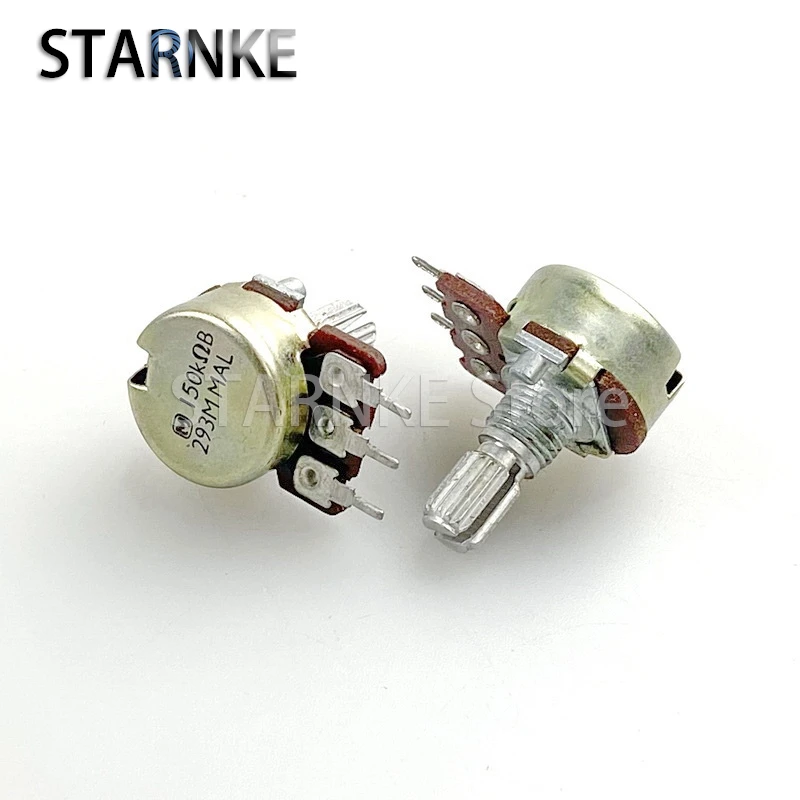 2PCS 16 Type 150KΩB 3-Pin Single Speaker Fever Power Amplifier Audio High And Low Volume Potentiometer B150K Flower Shaft 15mm