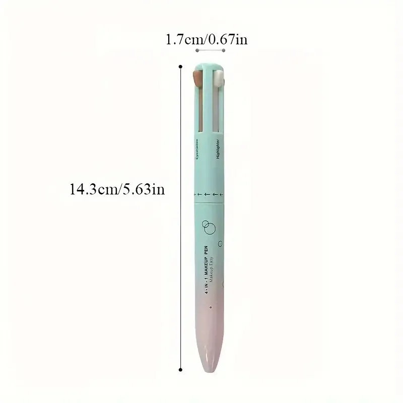 4 in 1 Eyeliner Gel Pen, Black White Red Brown Eyeliner Makeup Pen 4 Color Natural Eyeshadow Highlighter Lip Liner Makeup Pen