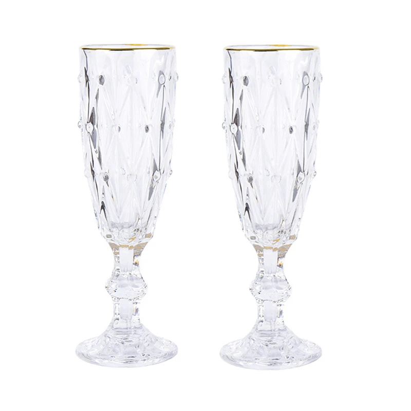 Luxurious 170ml Crystal Champagne Glasses Transparent Thickened Retro Cocktail Glass Red Wine Goblet Wedding Party Accessories