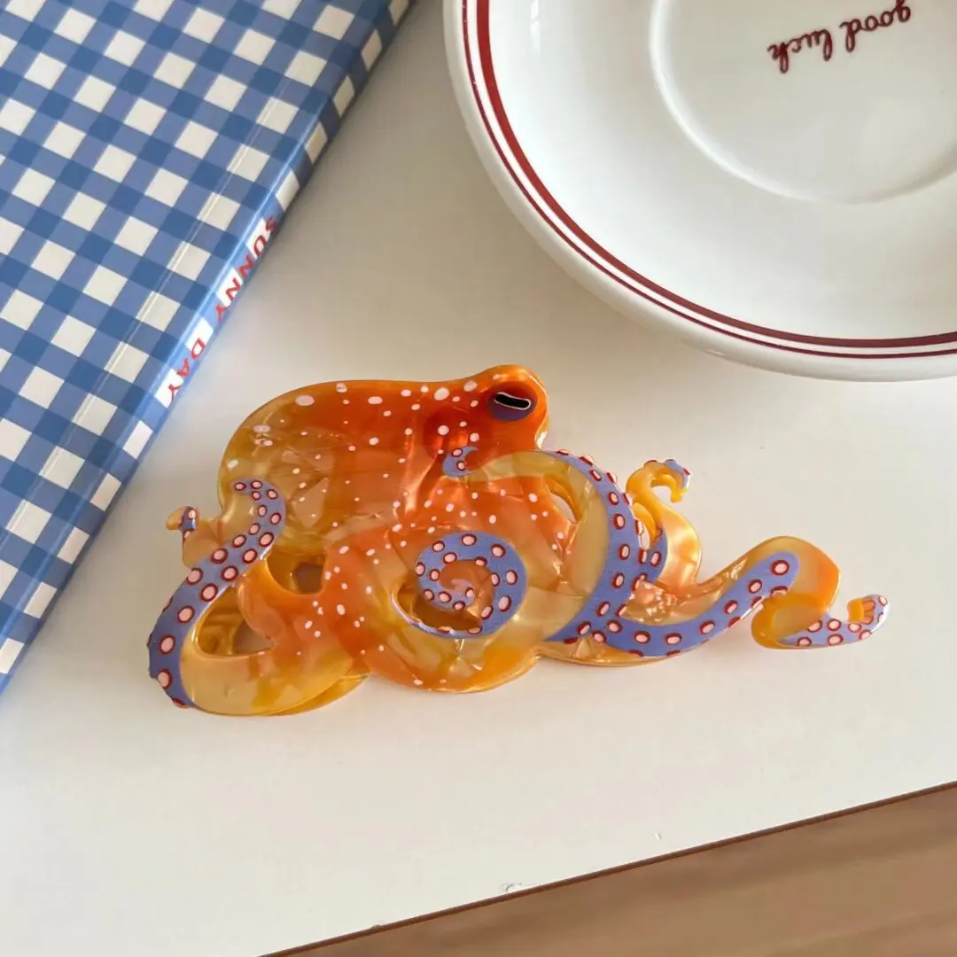 

New Colorful Creative Ocean Octopus Acetate Shark Hair Claws For Women Cute Hair Accessories