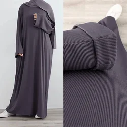 Costela feminina de malha Abaya, vestido longo islâmico casual, veste solta de hijab, vestidos muçulmanos, Dubai, turco, Kaftan modesto, Ramadan, Eid