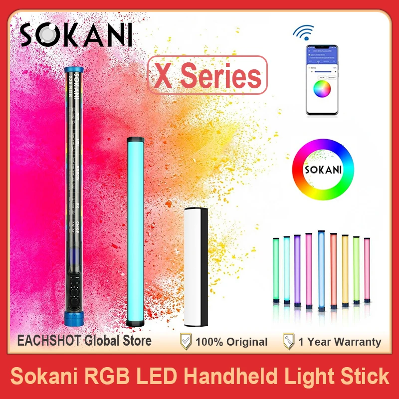 Sokani X15 X8 X25 RGB LED Video Light Handheld Light Stick Tube Wand APP Control for Live Streaming Studio Filming Photo Shoot