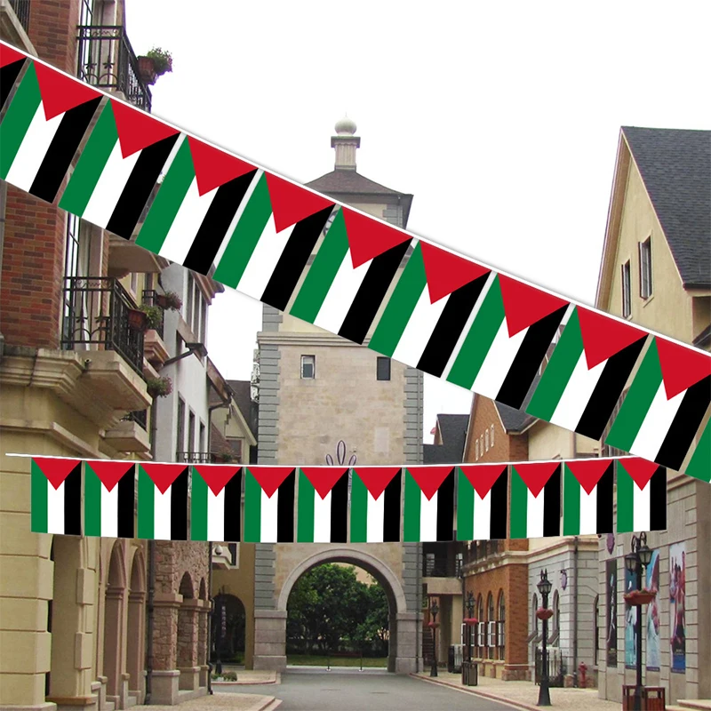 Aerlxemrbrae  30pcs/lot Palestine bunting flags  Pennant String Banner Buntings Festival Party Holiday double side polyester