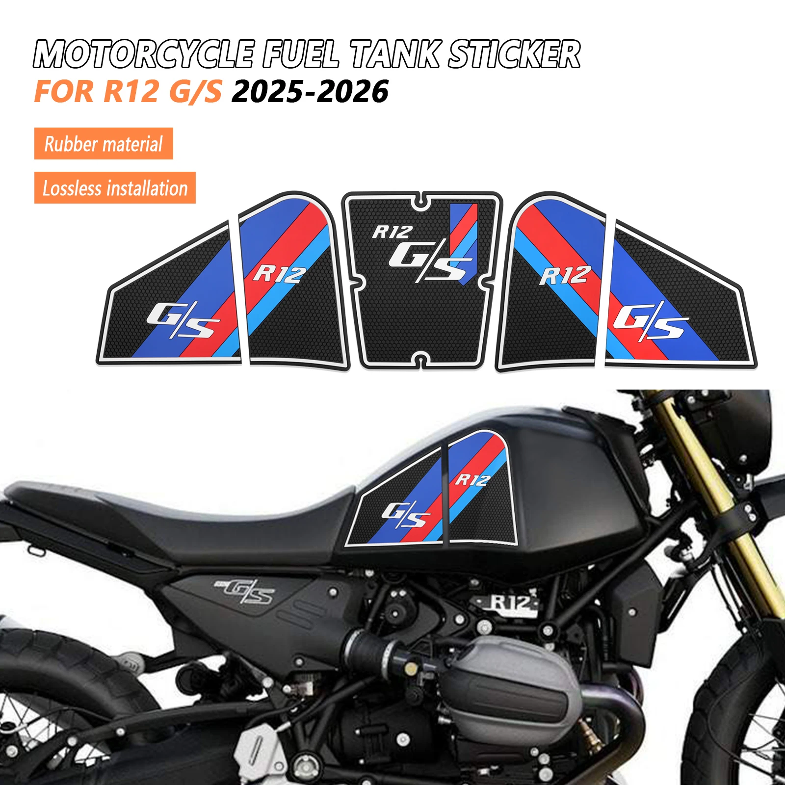 

For BMW R12G/S R12 G/S 2026 2025 Motorcycle Side Fuel Tank pad Protector Stickers Decal Gas Knee Grip Traction Tank Pads