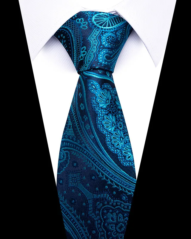 Hochwertige Hochzeitskrawatten für Männer, modisch, neuer Stil, blauer Streifendruck, Krawatten, tägliches Büro, Bekleidung, Accessoires, Geschenk für Männer – Detail 13