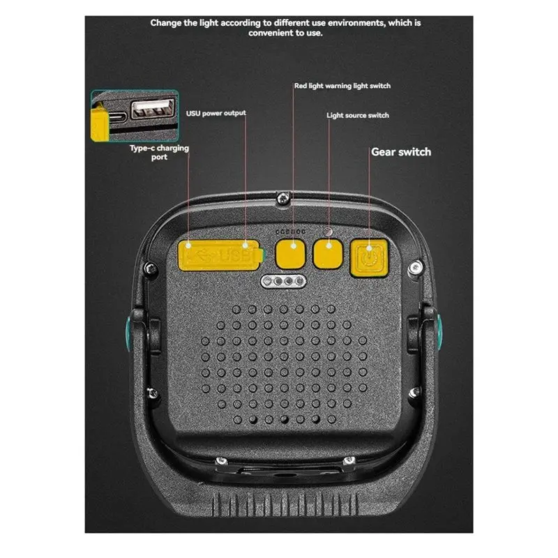 Superior-Portable LED Spotlight Lantern Strong Light Flashlight Outdoor Camping Fishing Emergency Rechargeable Worklamp Yellow