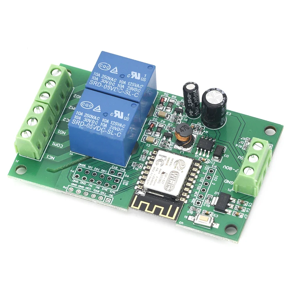 ESP8266 ESP-12F WiFi AC 250V/DC 30V 2 Channel Relay Module Wireless Development Board for Arduino Smart Home