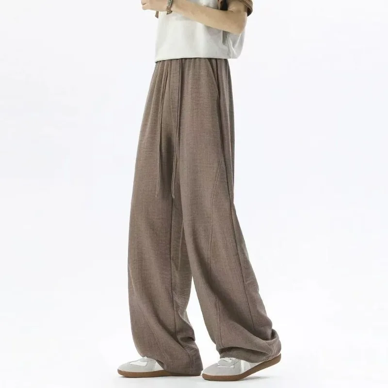 2026 Summer New Solid Casual Wide Leg Pants for Men Japan Korean Fashion Unisex Thin Baggy Pants Jogger Sweatpants