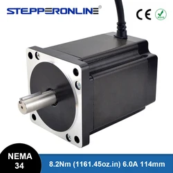 STEPPERONLINE Nema 34 Stepper Motor 8.2Nm 6A 86x114mm Nema34 Open Loop Stepper 14mm Shaft for CNC Engraving Machine