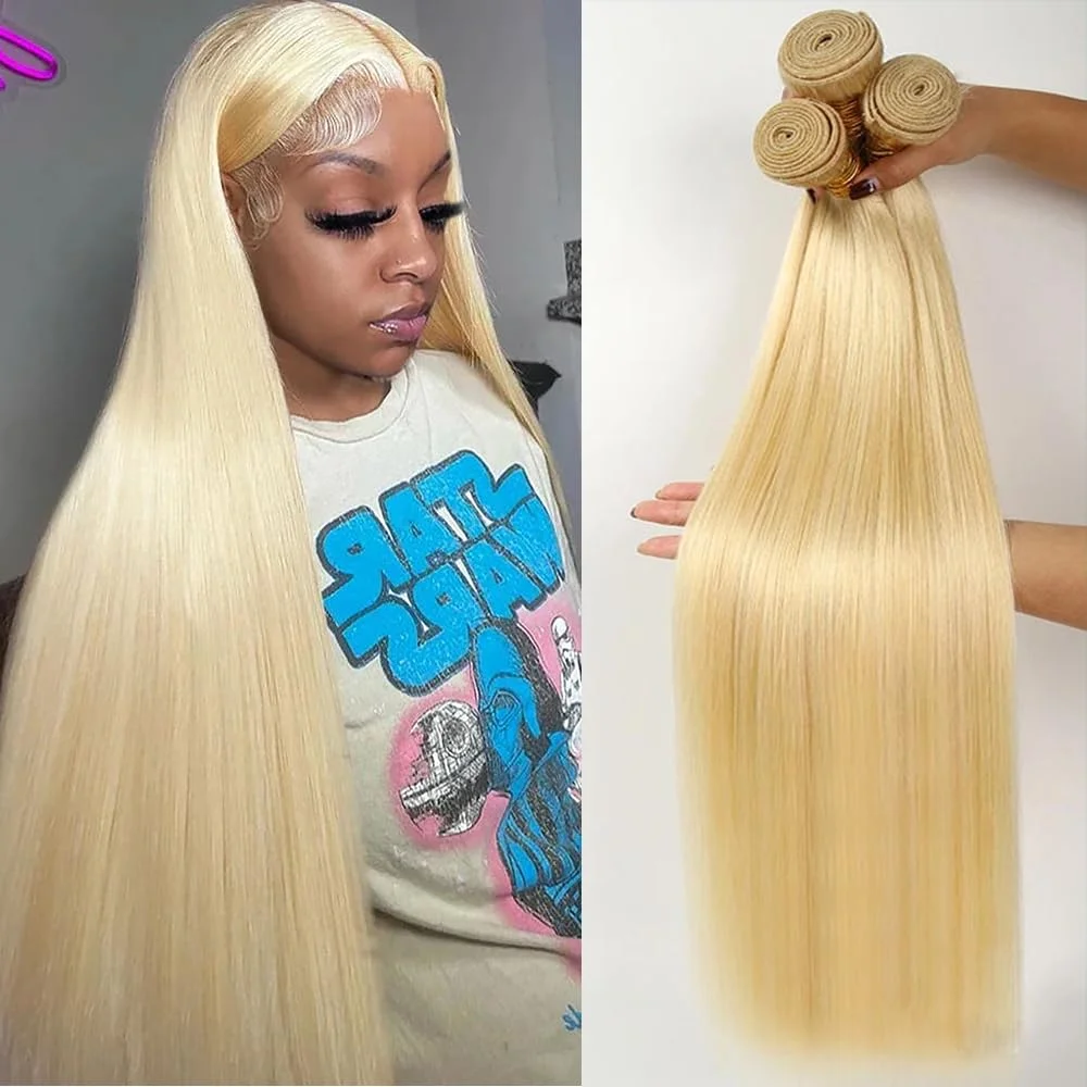 

613 пучков светлых человеческих волос, прямые 1/3/4 пучки, класс 12А, необработанные бразильские волосы Remy, наращивание волос для косички в стиле бохо