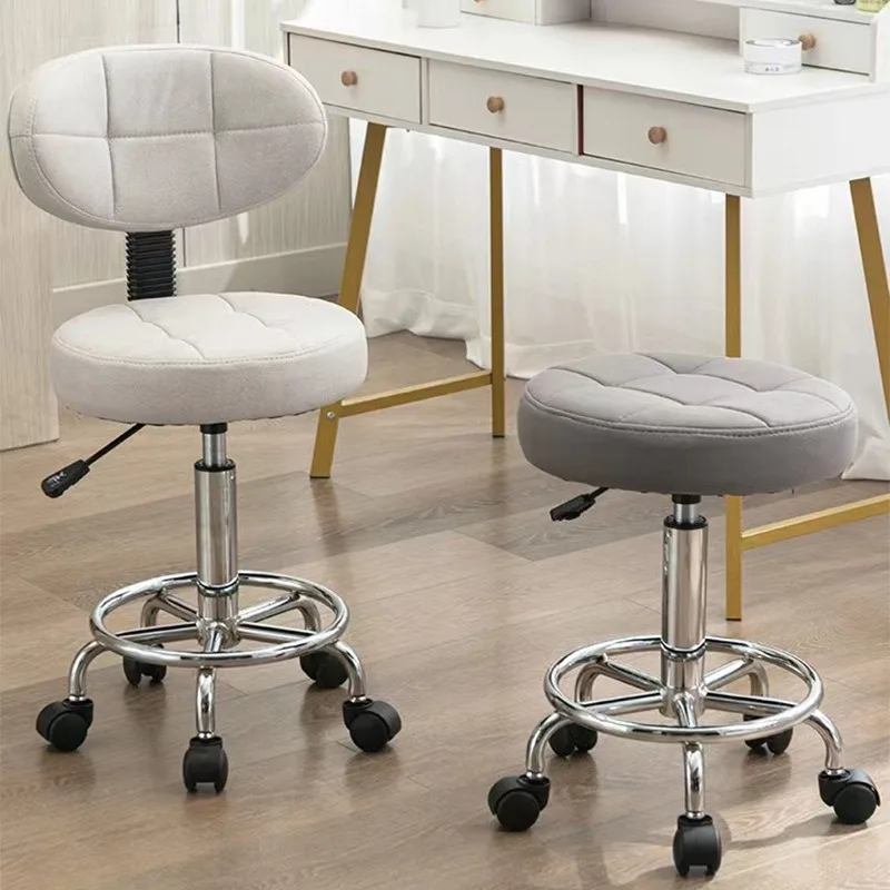 Backrest Swivel Chairs Makeup Hairdressing Stool with Wheels Chairs Bar Counter Lifting Reception Desk 미용의자 Salon Furniture AA