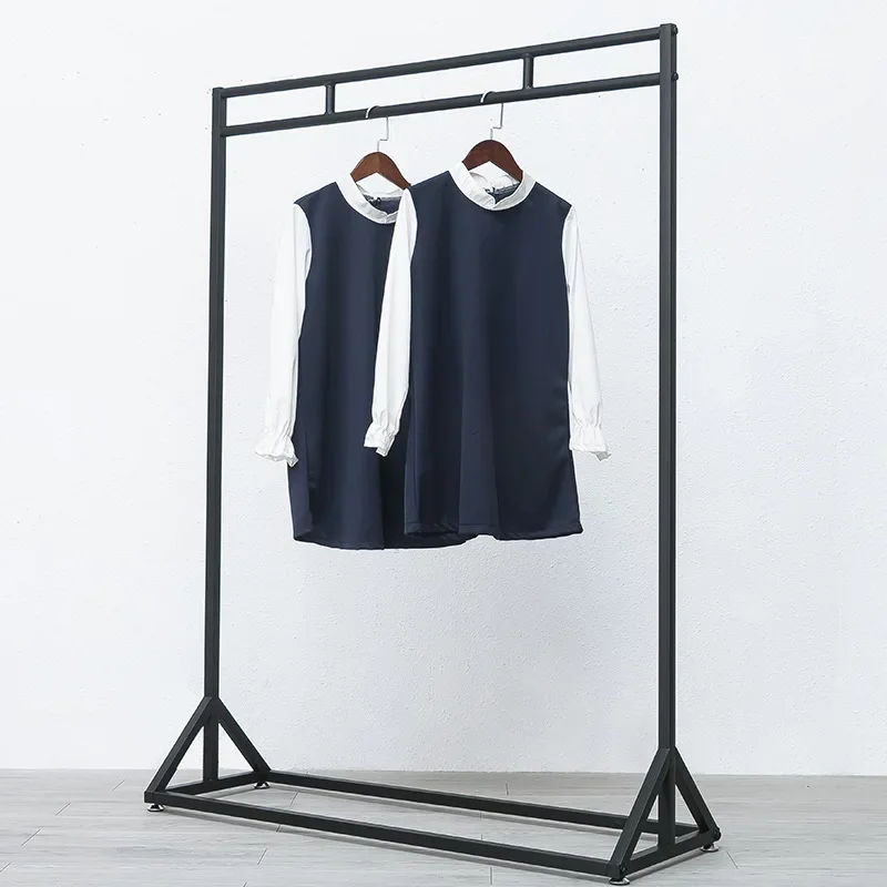 New Model Durable Floor Hanger Clothing Display Rack Reinforced Wrought Iron Clothing Shelf Women's Clothing Store Hanger