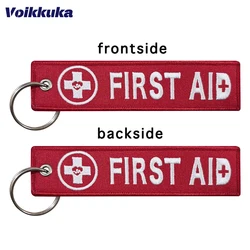 1PC/2PCS/3PCS Set Sale Both Sides Embroidery Red Cross Frame First Aid Tag Keychain Backpack Pendant Key Accessories