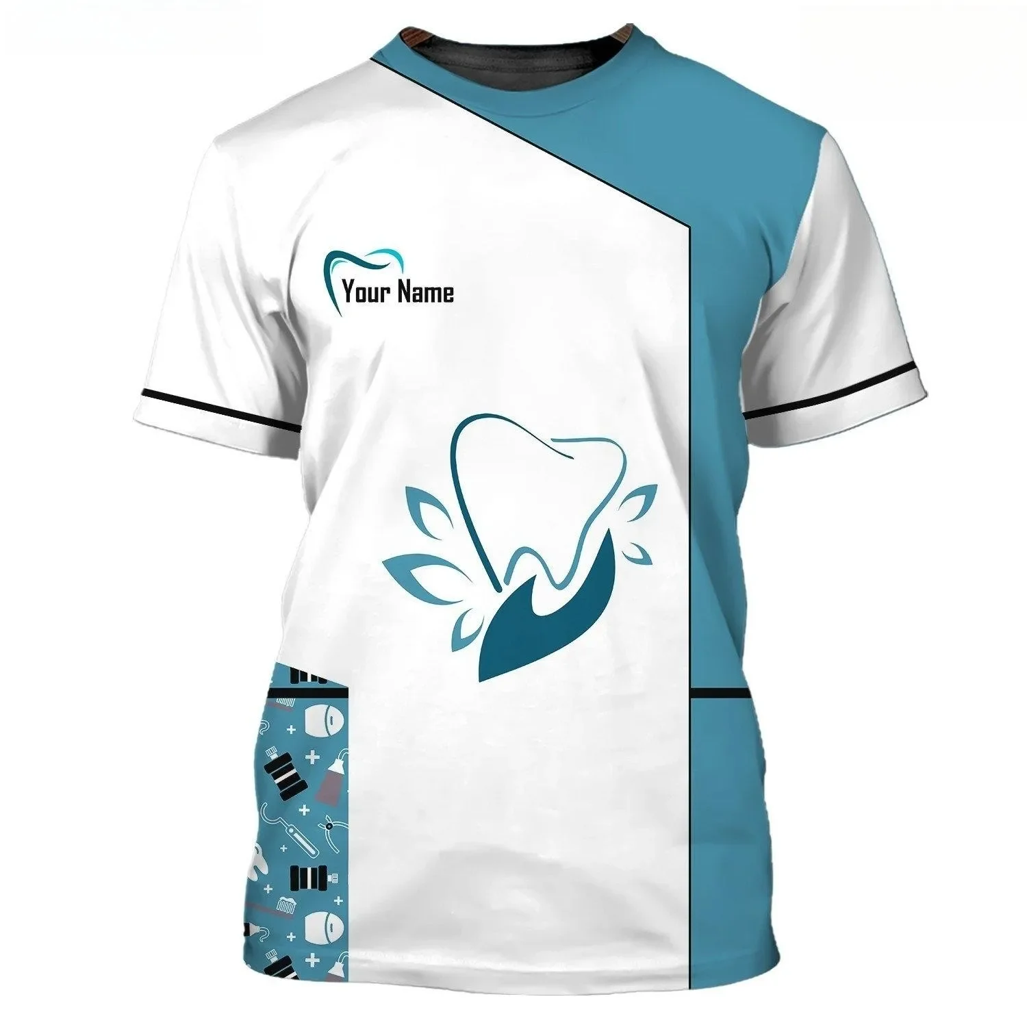 Dentist Work Dress Fun 3D Simulation Printed Men\'s And Women\'s Cosplay Hip Hop Personality Crewneck Short Sleeve Street T-shirt