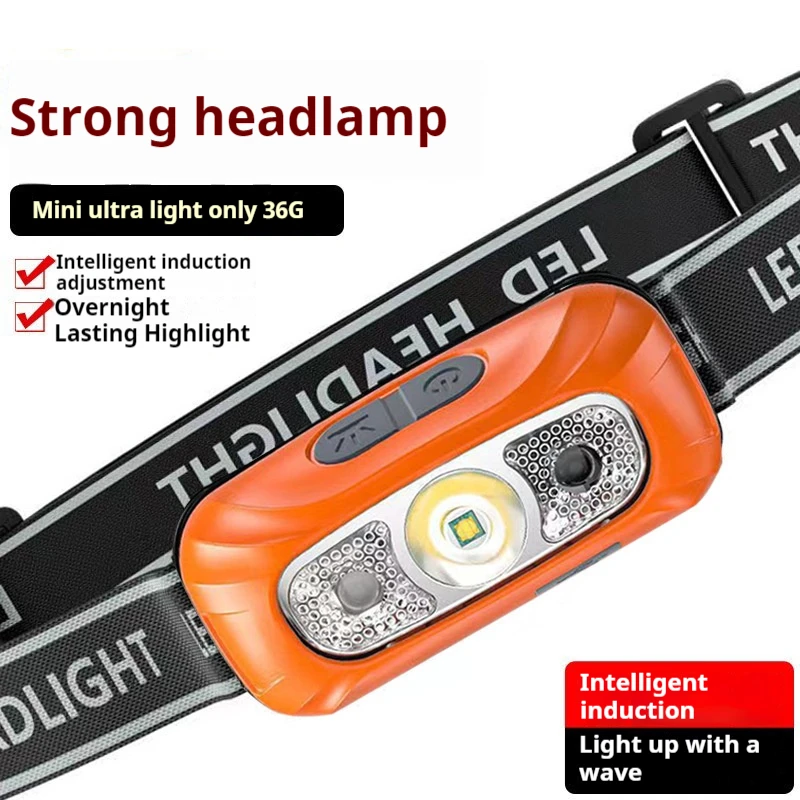 

Induction light mini LED charging headlight camping flashlight LED head mounted strong light fishing portable flashlight