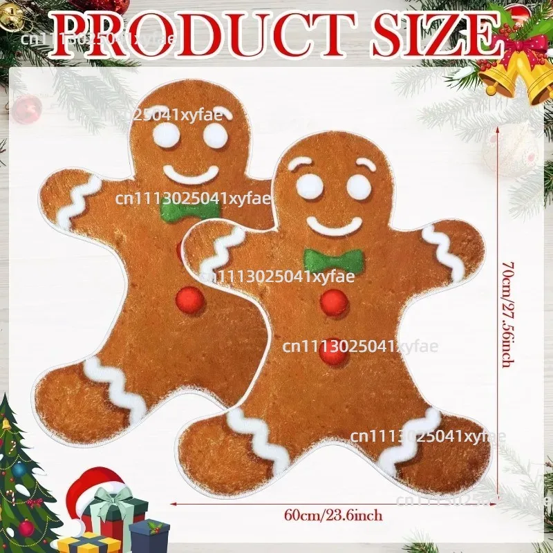 2Pcs Christmas Themed Bathroom Floor Mats 23.62×27.56 Inch Anti Slip Household Foot Pads For Bath Area Interior Decor