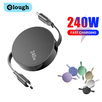 Retractable PD 240W Cable USB Type C to Type C Fast Charging USB C to USB C Cable for iphone 15 Huawei Tablet Laptop
