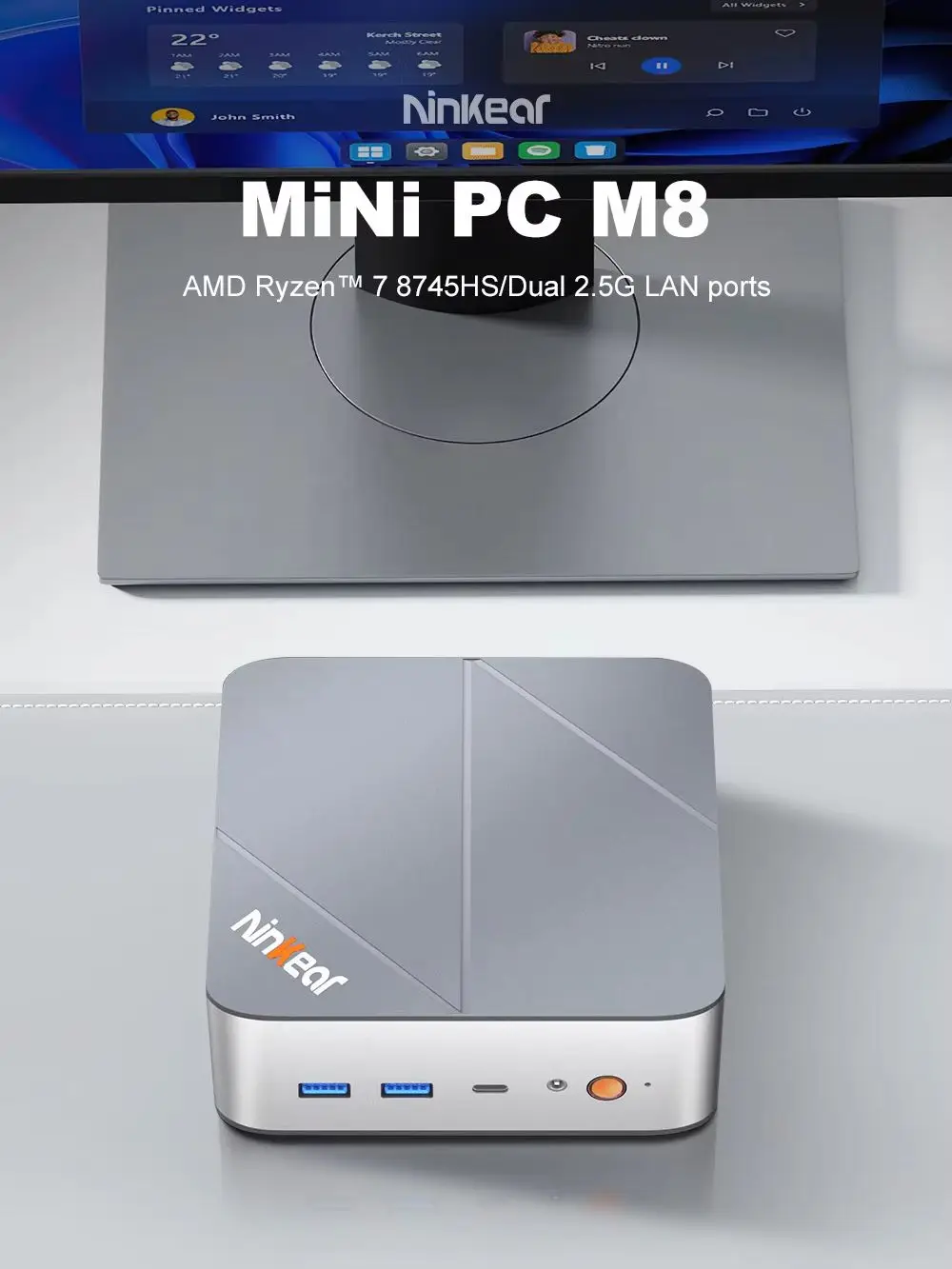 Ninkear M8 Mini Pc Amd Ryzen 7 8745Hs 16Gb Ddr5 1Tb Ssd Radeon 780m Wifi 6 Dual 2.5g Lan Windows 11