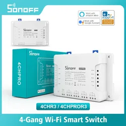 Sonoff 4CH 10A Wifi Smart Switch 4 Gang Light Switch Remote Control 4 Devices eWelink APP Works with Alexa Home Assistant Yandex