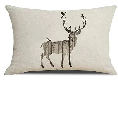 Pillowcase Elk waist pillowcase rectangular rectangular animal pillowcase linen decorative cushion cover sofa 30X50cm