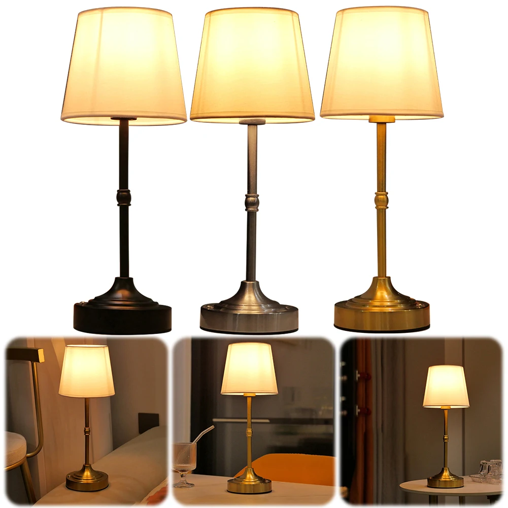 

Dimmable Table Lamp Rechargeable Sleeping Light Touch Control Metal Bedside Lamp Vintage Atmosphere Light for Bedroom Study Room