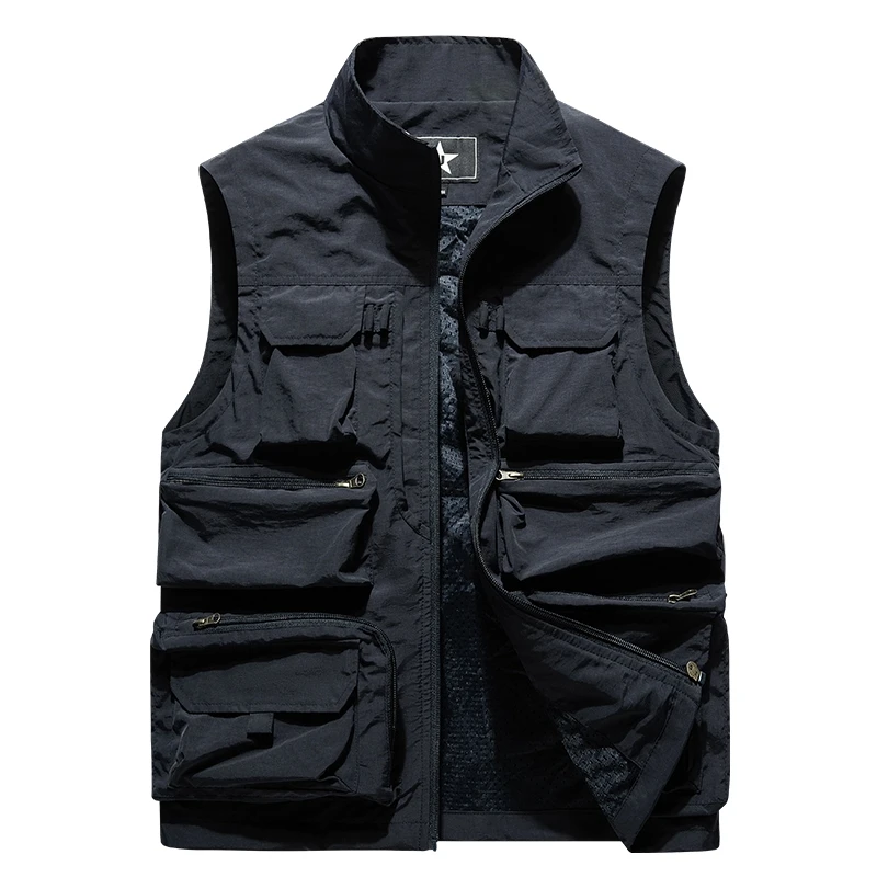 Summer Men  Tactical Vest Coat Casual Men\'s Photographer Waistcoat Mesh Work Sleeveless Jacket Tools Pocket Vest 6XL