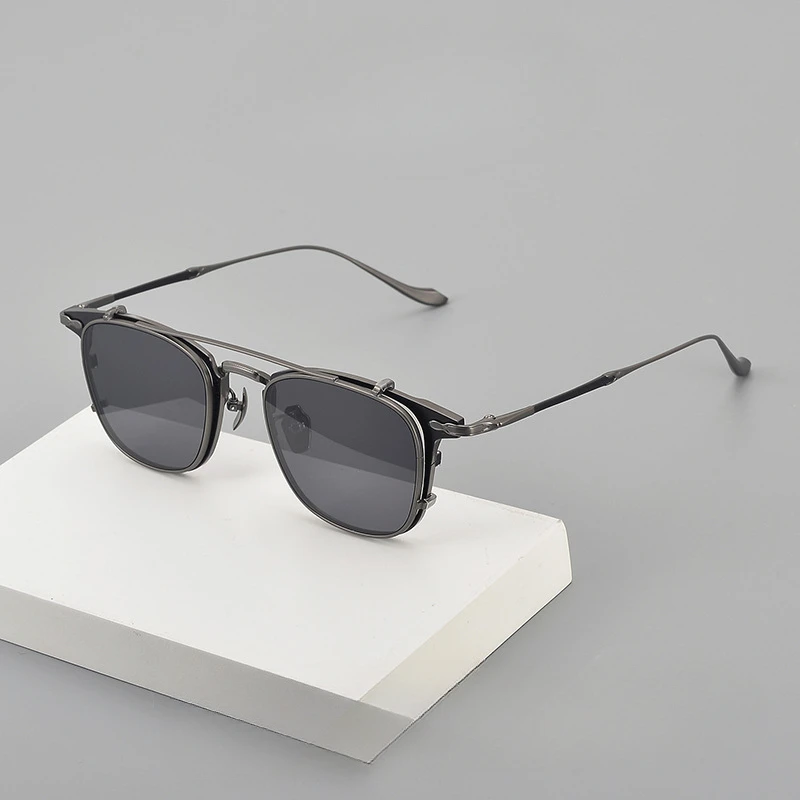 Pilot Double Beam Clip Hanger Square Fashion Sunglasses M3111 Removable Business Frame, A Must for Lazy People Zenottic