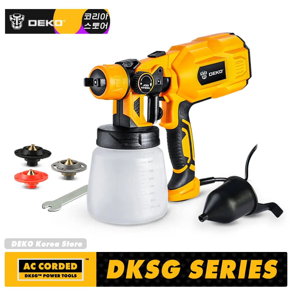 DEKO DKSG SERIES HVLP HIGH POWER ELECTRIC PAINT SPRAYER  800 ML & 3 NOZZLESAIR BRUSH PNEUMATIC GUN HOME DIY