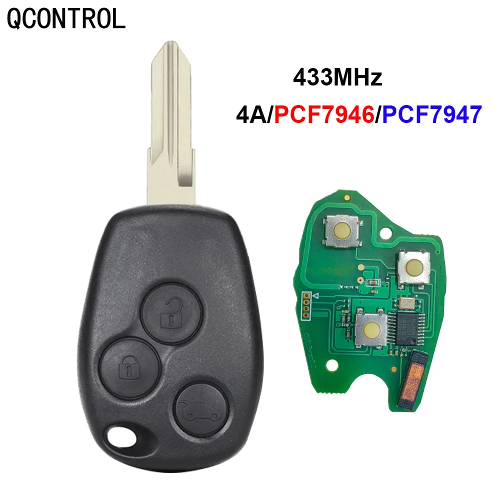 

QCONTROL Car Remote Key Suit for Renault Megane Modus Clio Kangoo Logan Sandero Duster PCF7946/PCF7947/7A Chip VAC102 blade