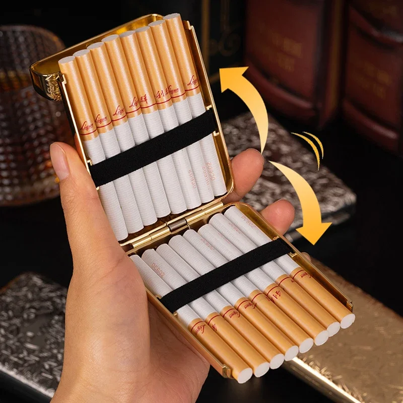 elegant cigarette New Luxury Smoking Storage Case Vintage Engraved Tobacco Box Zinc Alloy  Pocket Cigarette Holder Gift for Men Smoking Accessories