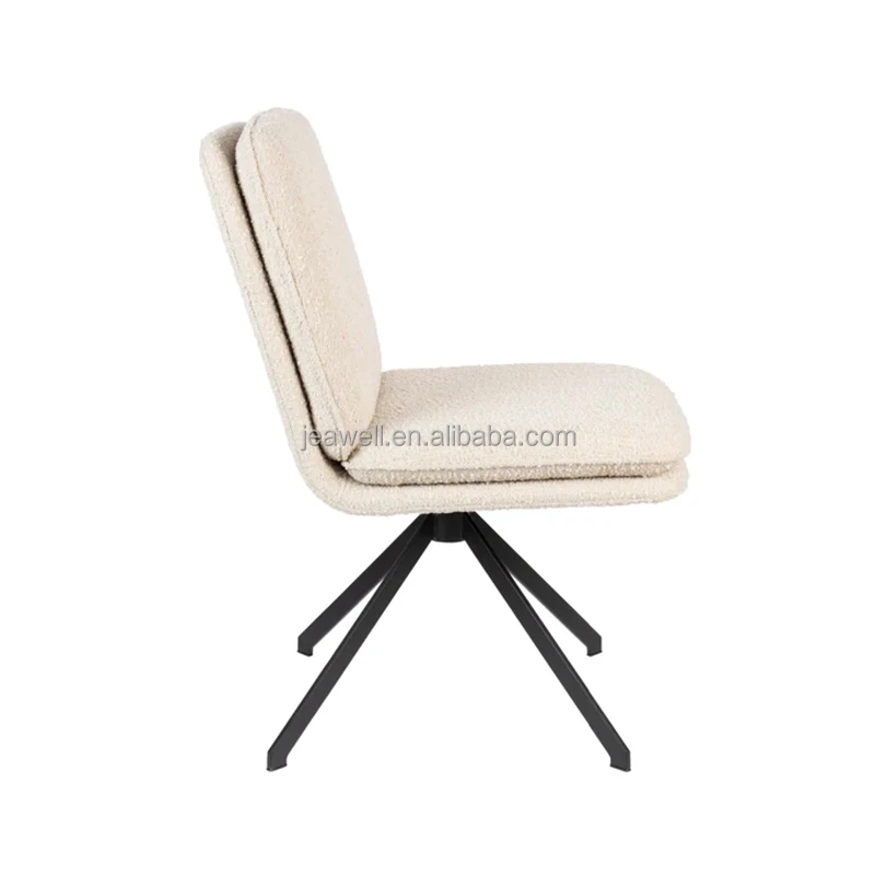 custom.2026 Fashion Living Room Furniture Design White Woolly Fabric Dining Chair With Black Powder Coating Metal Chair L
