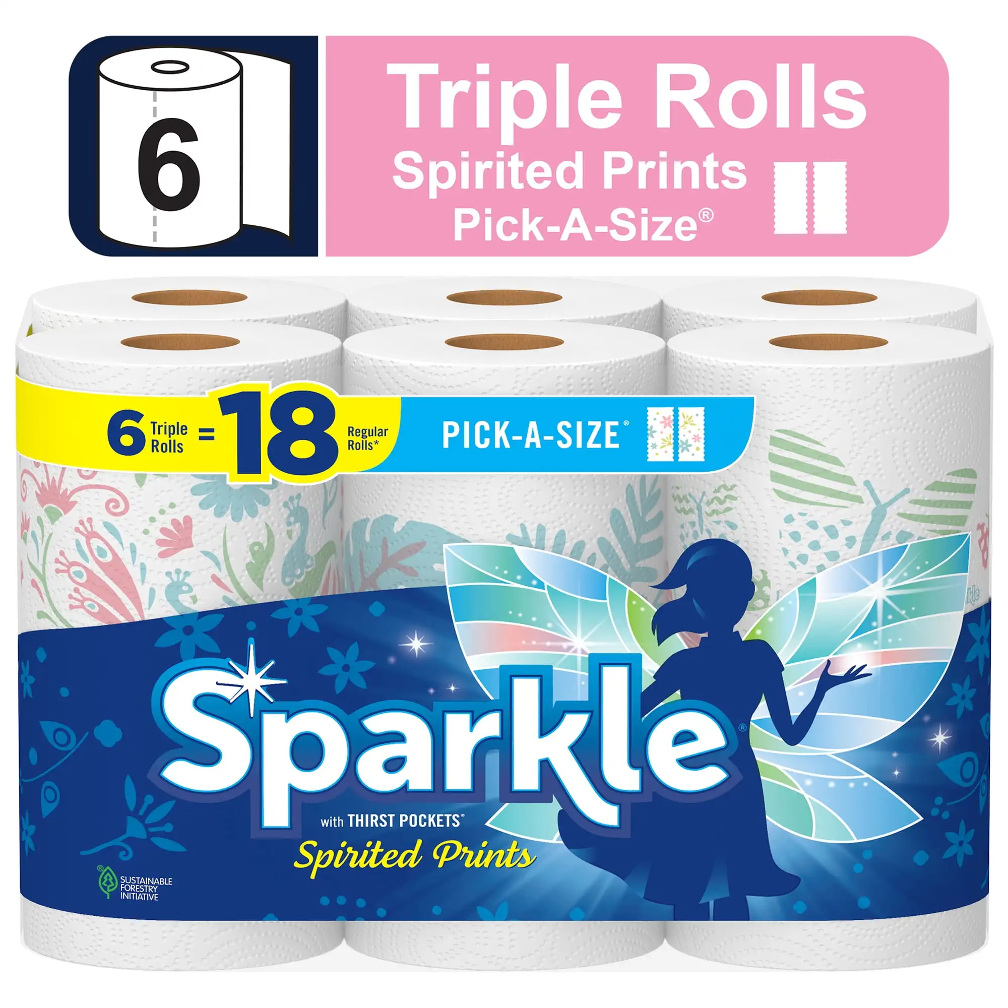 

Бумажные полотенца Sparkle Pick-A-Size, разноцветные, 6 тройных рулонов