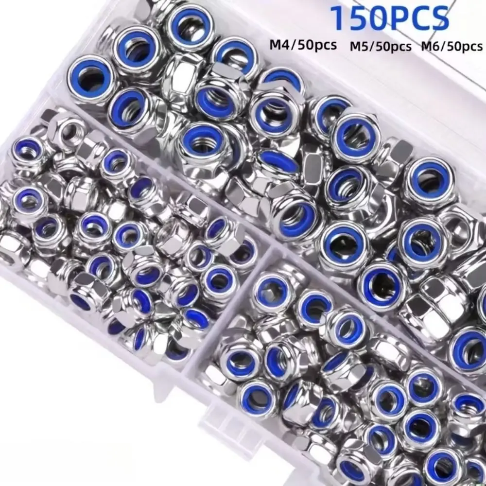 M3-M8 Size Nylon Locknuts Corrosion Resistant High Strength Self-Locking Nuts Nylon Embedded Anti-Loosening Safety-Locking Nuts