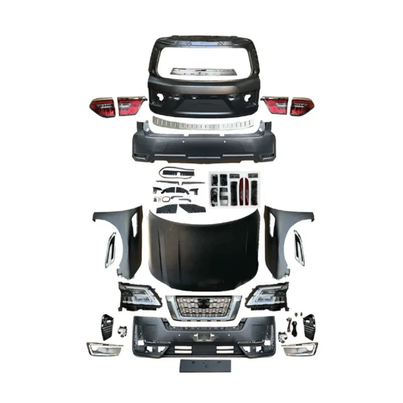 

Factory hot salesNew Facelift Front/Rear Bumper for Infiniti QX56 2004-2017 Upgrade to Patrol-2023 2024 Body Kit