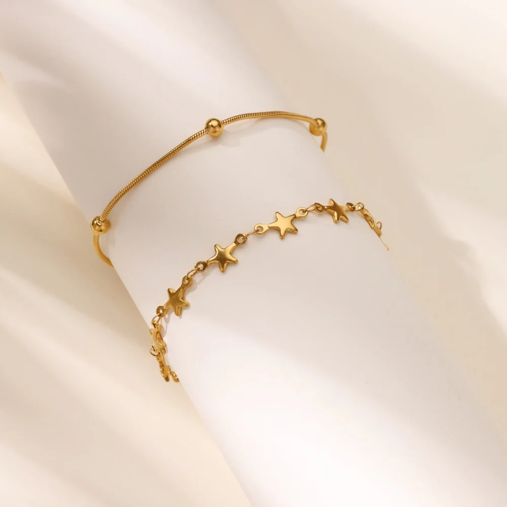 Edelstahl-Stern-Fußkettchen für Damen, goldfarben, Metallkette, Armreifen, 2022, neuer Trend, Hochzeit, Party, ästhetischer Schmuck, Geschenk