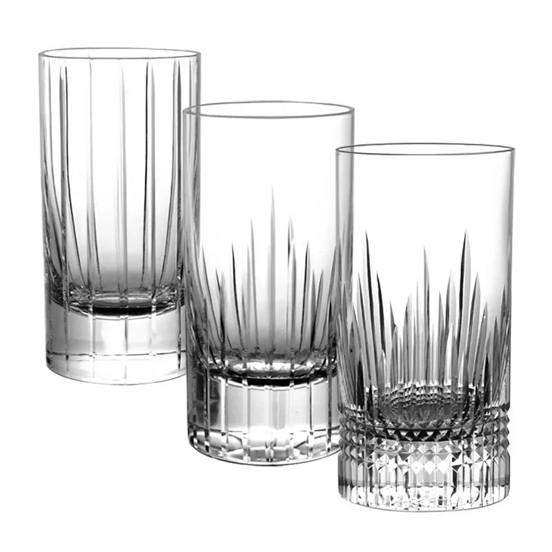 Purely hand-carved high-end engraved whiskey glass household water cup foreign wine cup light luxury wine set