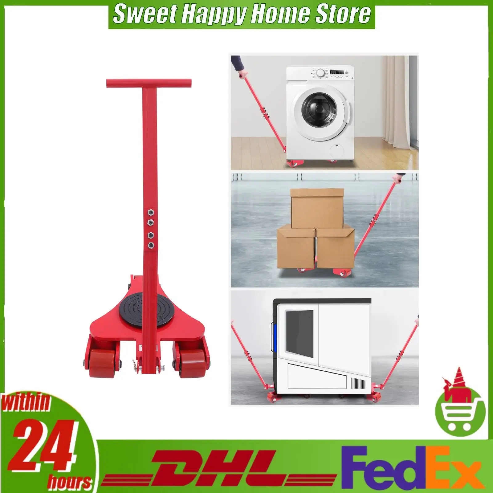 

Industrial Machinery Skate Dolly, 4409lbs Load Capacity 360° Swivel Machinery Mover for Warehouse Workshop