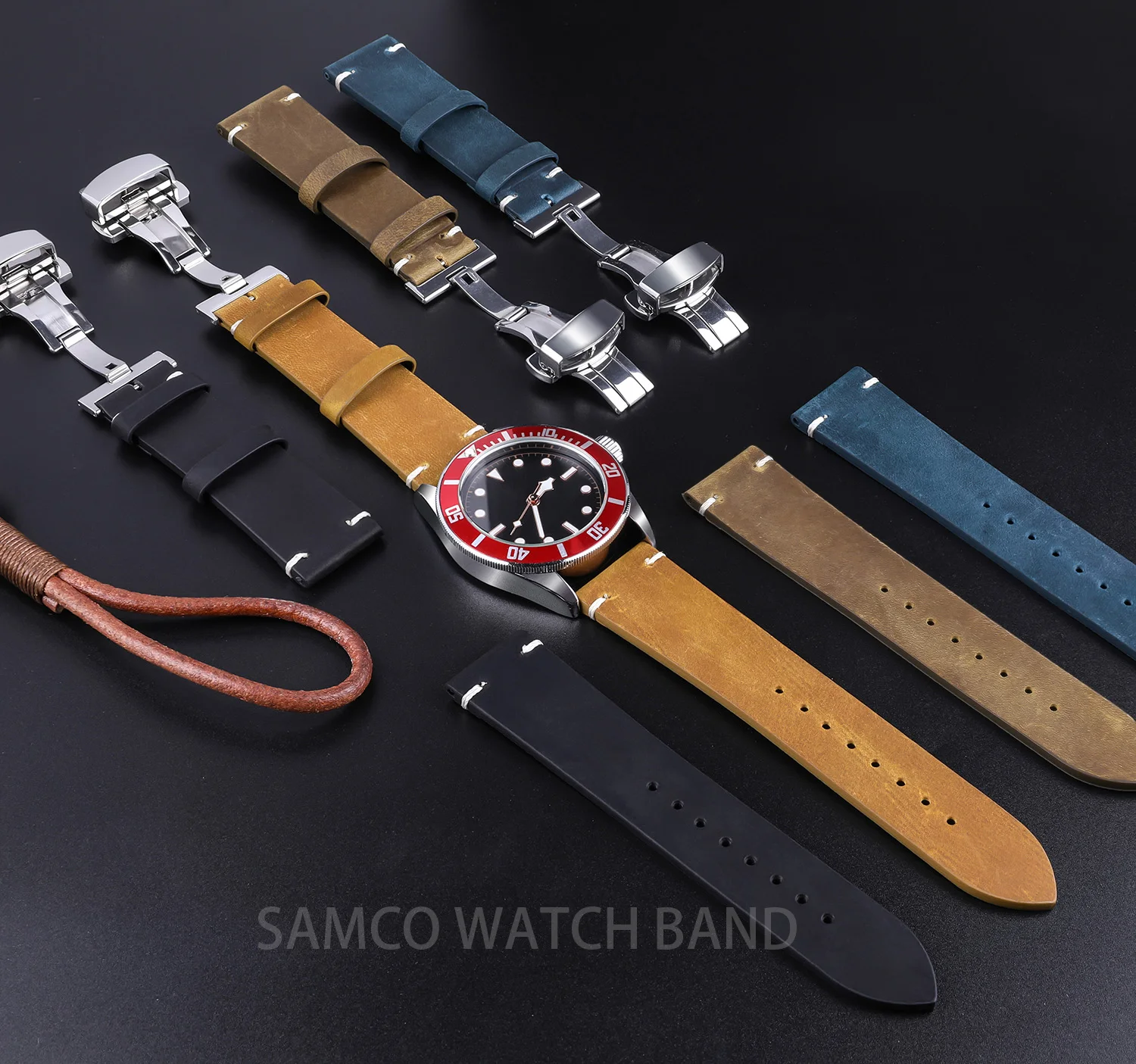 Genuine Leather Watch Bands , Vintage Top Grain Leather Watch Straps 18mm, 19mm, 20mm, 21mm, 22mm, 24mm for Seiko Citizen Orient view 2