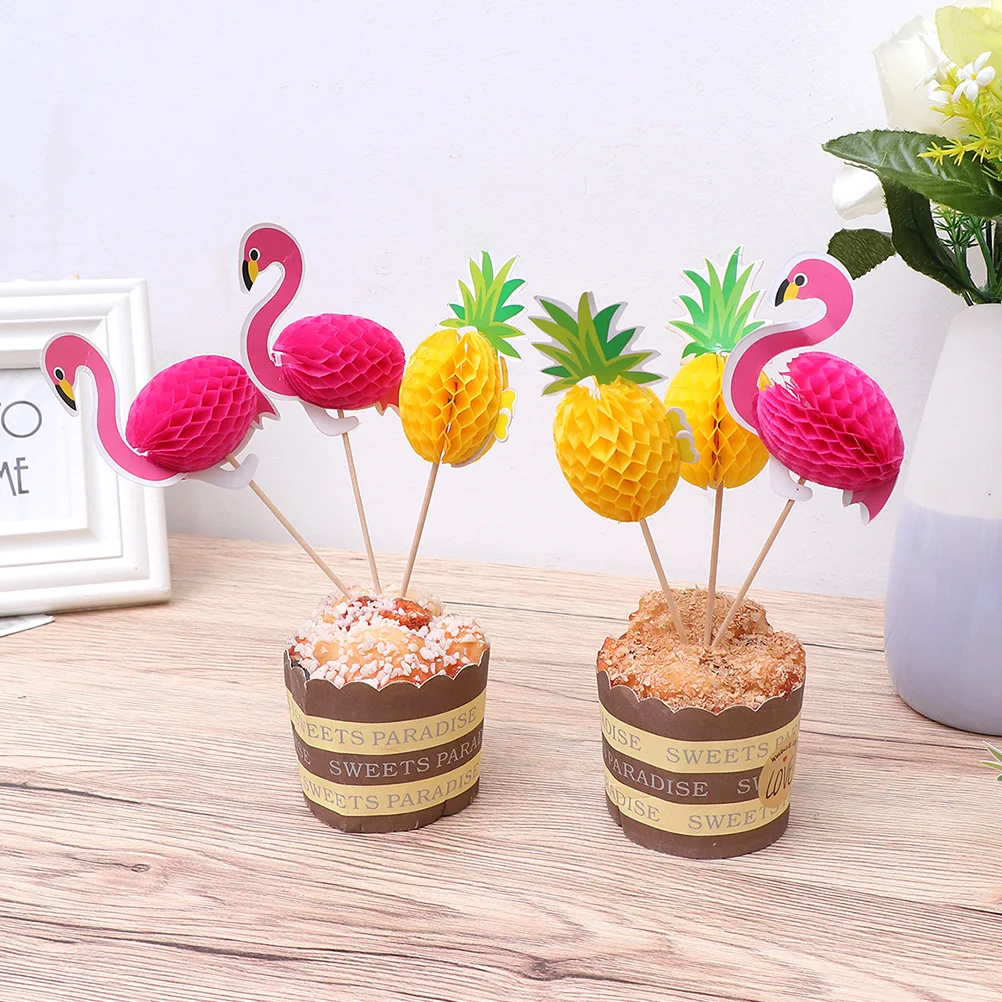 

30pcs Decoration Inserts Hawaiian Style Party Wood Birthday Toddler Cupcake Ornaments Decorative Picks Snack Decorating Cake