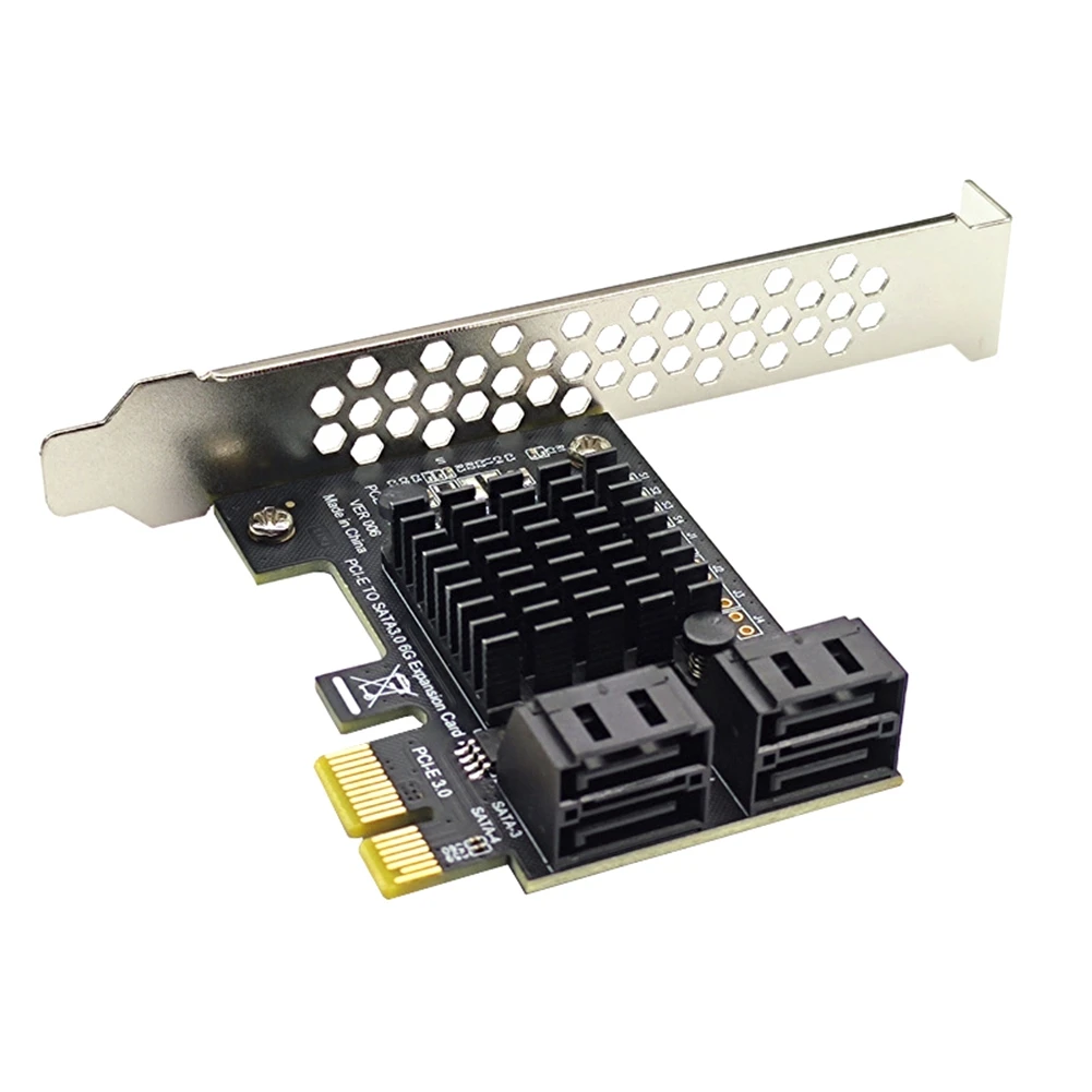 PCI-E GEN3 to SATA3.0 Expansion Card 4-Port 6G Adapter Card Expansion IPFS Hard Drive ASM1064