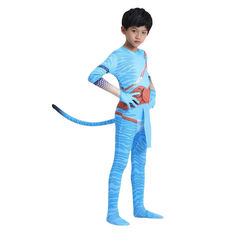 

Костюм для косплея CyAvatar, детский боди для мальчиков и девочек, комбинезон Alien The Way of Water, облегающий костюм для Хэллоуина