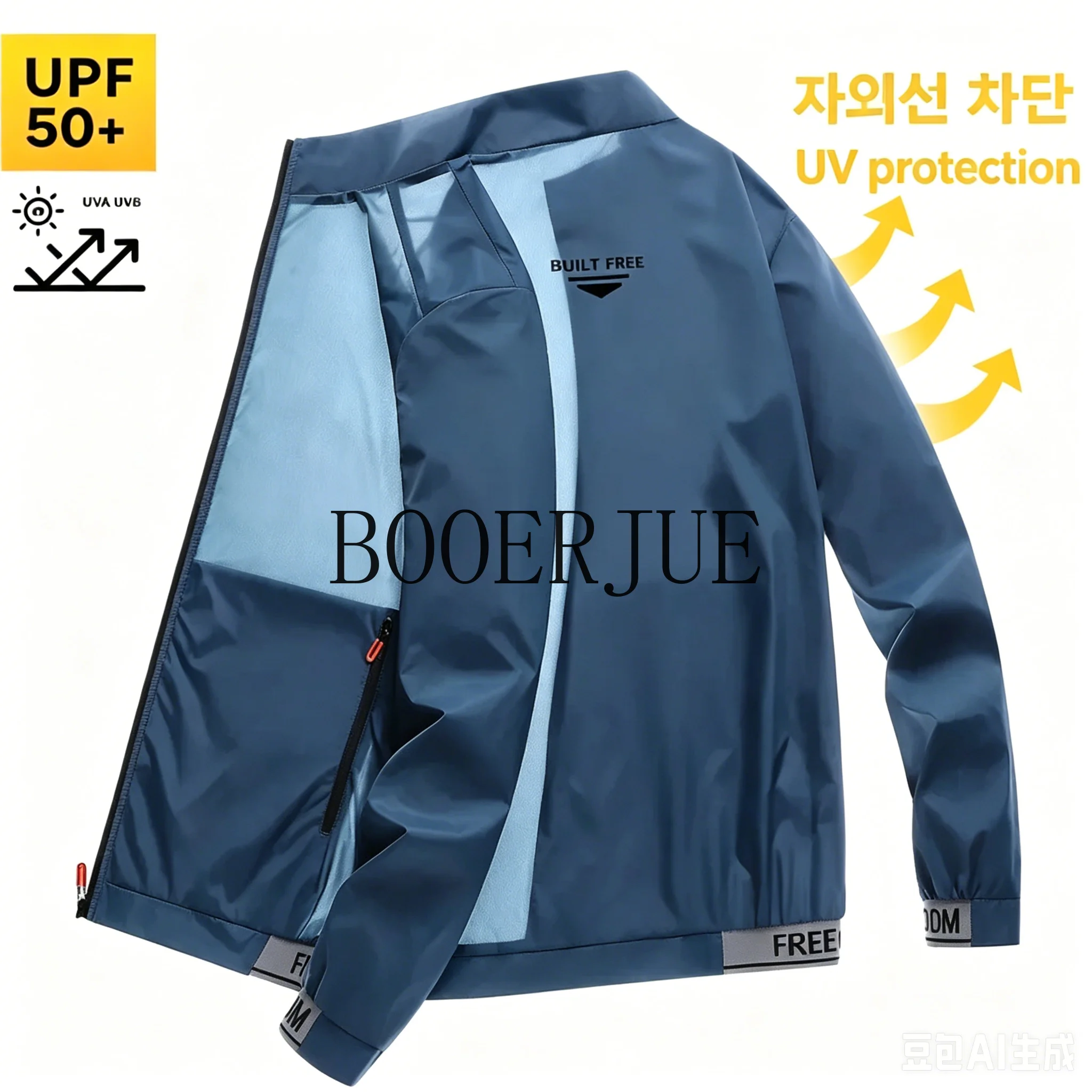 Outdoor-Wanderjacke UPF50+ Herren Sonnenschutzjacke Eisseide Kühlende Sommer-Leichtgewicht Atmungsaktive Anti-UV Hautjacke